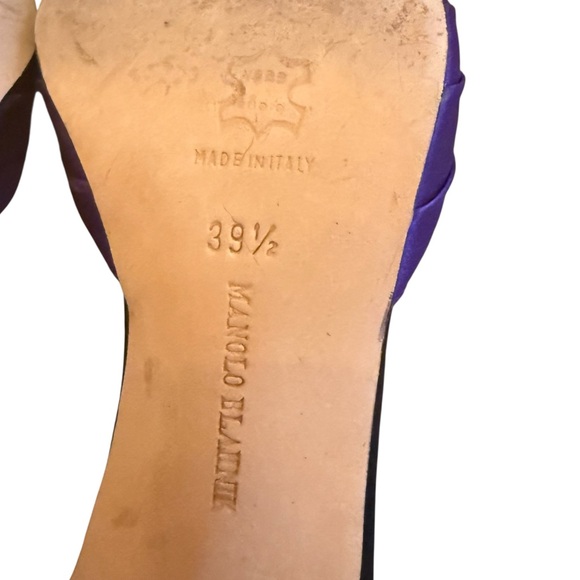 Manolo Blahnik Black and Purple Sedara Satin D'Orsay Pumps EU 39.5 US 9.5 - Picture 9 of 10